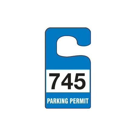 Accuform Parking Permit Tag, PARKING PERMIT Numbered 001-099, Black, 5in x 3in, Laminated PF-Cardstock, 99PK TNT290BKA